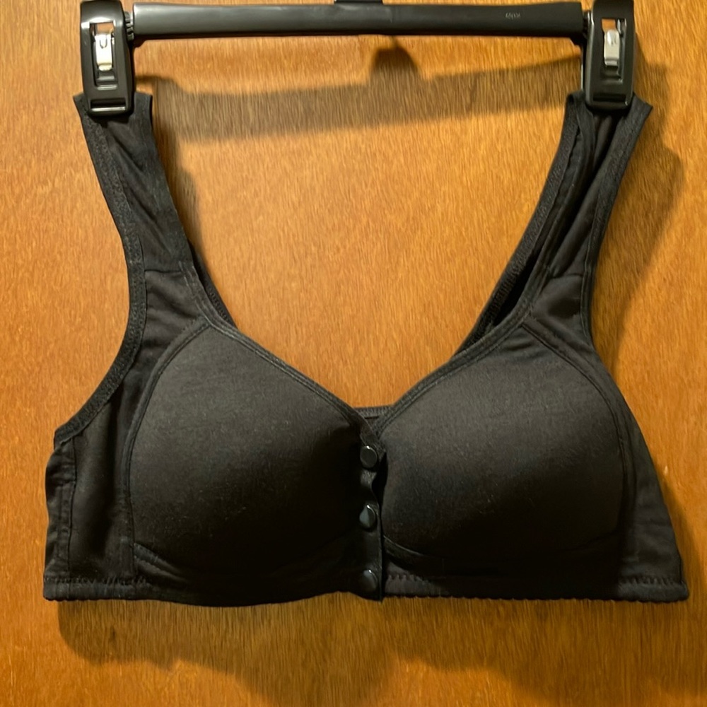 Brand new never worn black snap front bra